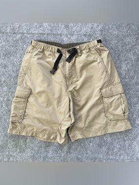 REI Cargo Shorts Mens Size L Beige Belted UPF 50+ Outdoor Hiking Fishing Utility